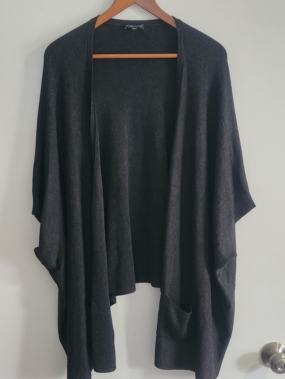 Eileen Fisher Cardigan Size 2X Button Front Charcoal Gray